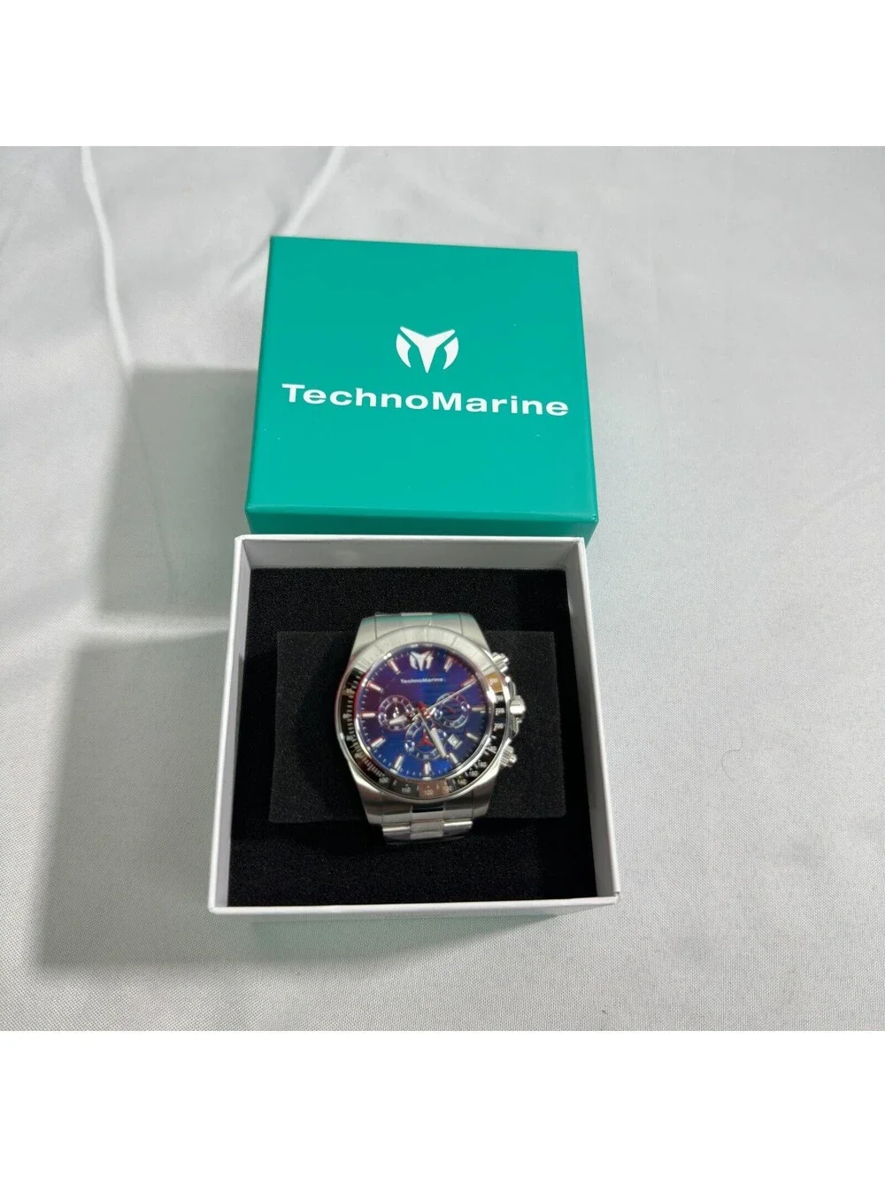 TechnoMarine Manta Ray Men's Chronograph Watch Blue Dial SS